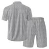 Herren Sommer Einfarbig Atmungsaktiv Locker Knopf Kurzarmhemd Shorts Set