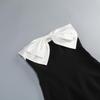 New Arrival Black & White One-Shoulder Evening Gown with 3D Floral Embellishment