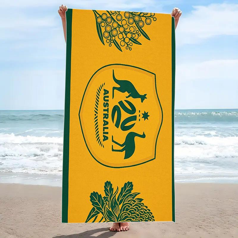 The Socceroos Australia Print Beach Towel, Large Soft Quick Dry Towel for Beach Camping Swimming