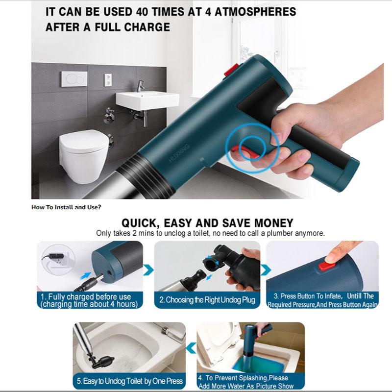 Sewer Piping Unclogging Machine Toilet Plunger Pipe Electric Dredge Tools Sewer Blockage Drain Cleaner Household Lithium Battery