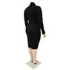 Plus Size European & American Fashion Casual Solid Color V-Neck Long Sleeve Dress