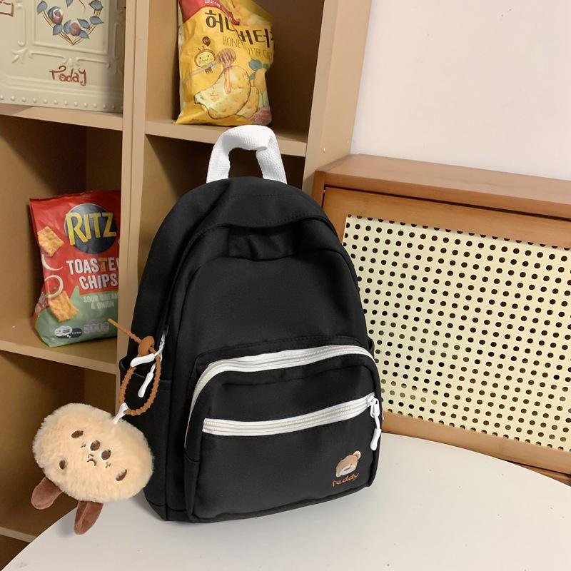 Schoolbag small fresh schoolbag female junior high school students solid color simple ins backpack primary school students light high value cute