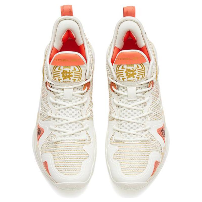 Anta Frenzy 4 Pro Cushioning Anti-Slip And Wear-Resistant Low-Top Basketball Shoes White Yellow Sneakers 112311111-1