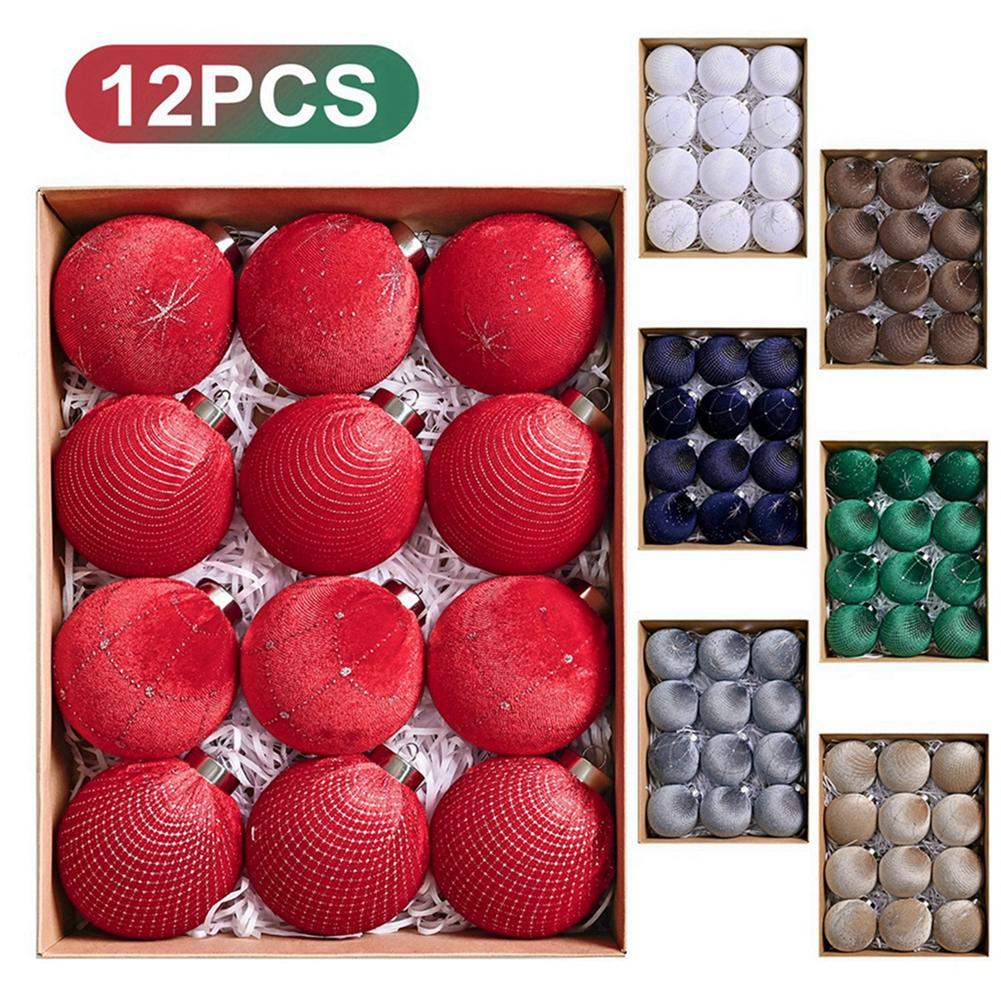 12pcs Velvet Christmas Balls Christamas Tree Pendant