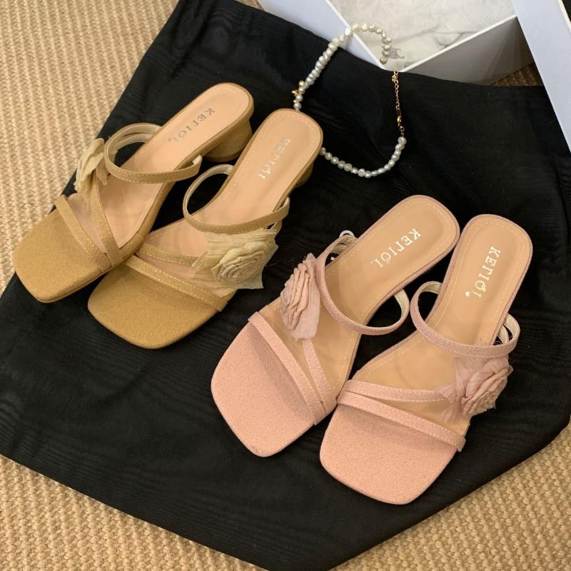 Fashion Elegant Bow Design Brand Slippers Women Fashion Square Toe Narrow Band Slide Sandals Sexy Open Toe Beach Sandals Sandalias Mujer