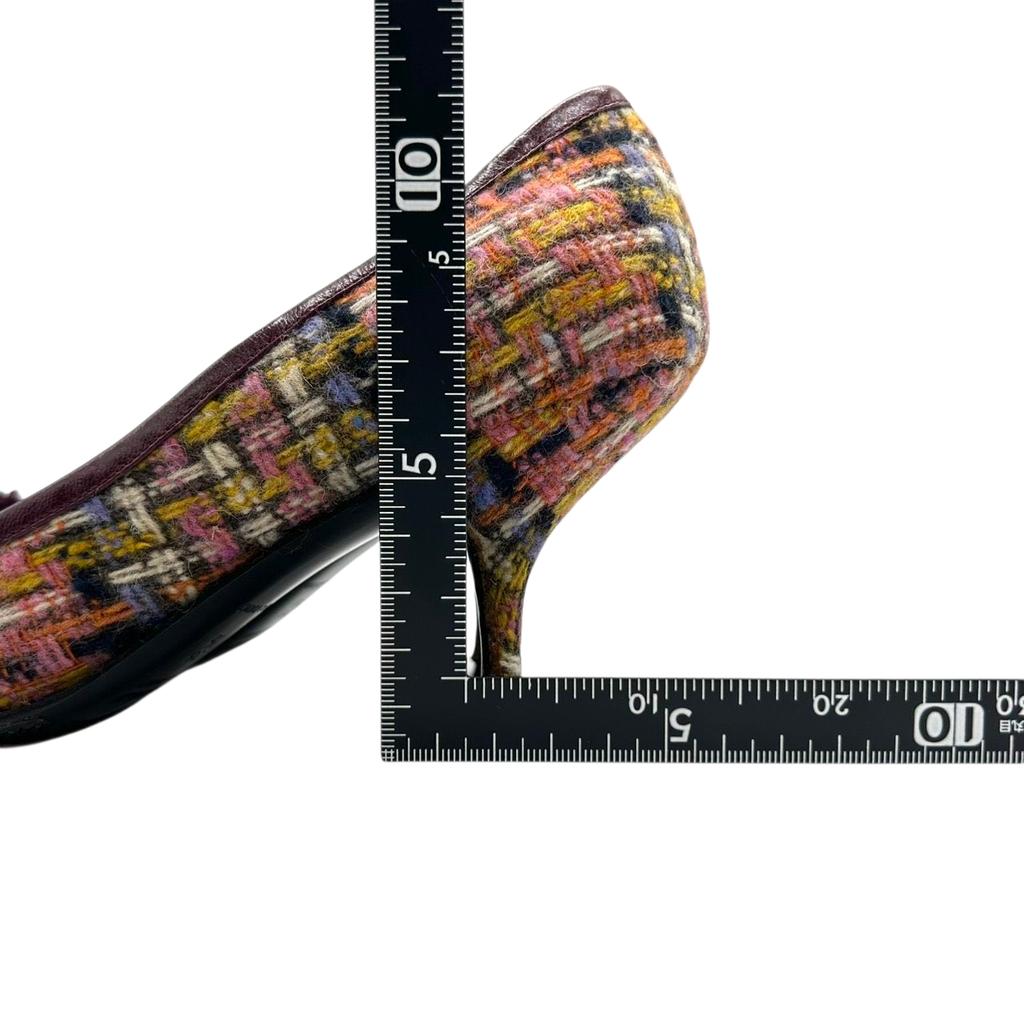 Używane czółenka MIUMIUczółenka wielokolorowe/bordowe bawełna/skóra Kobiety