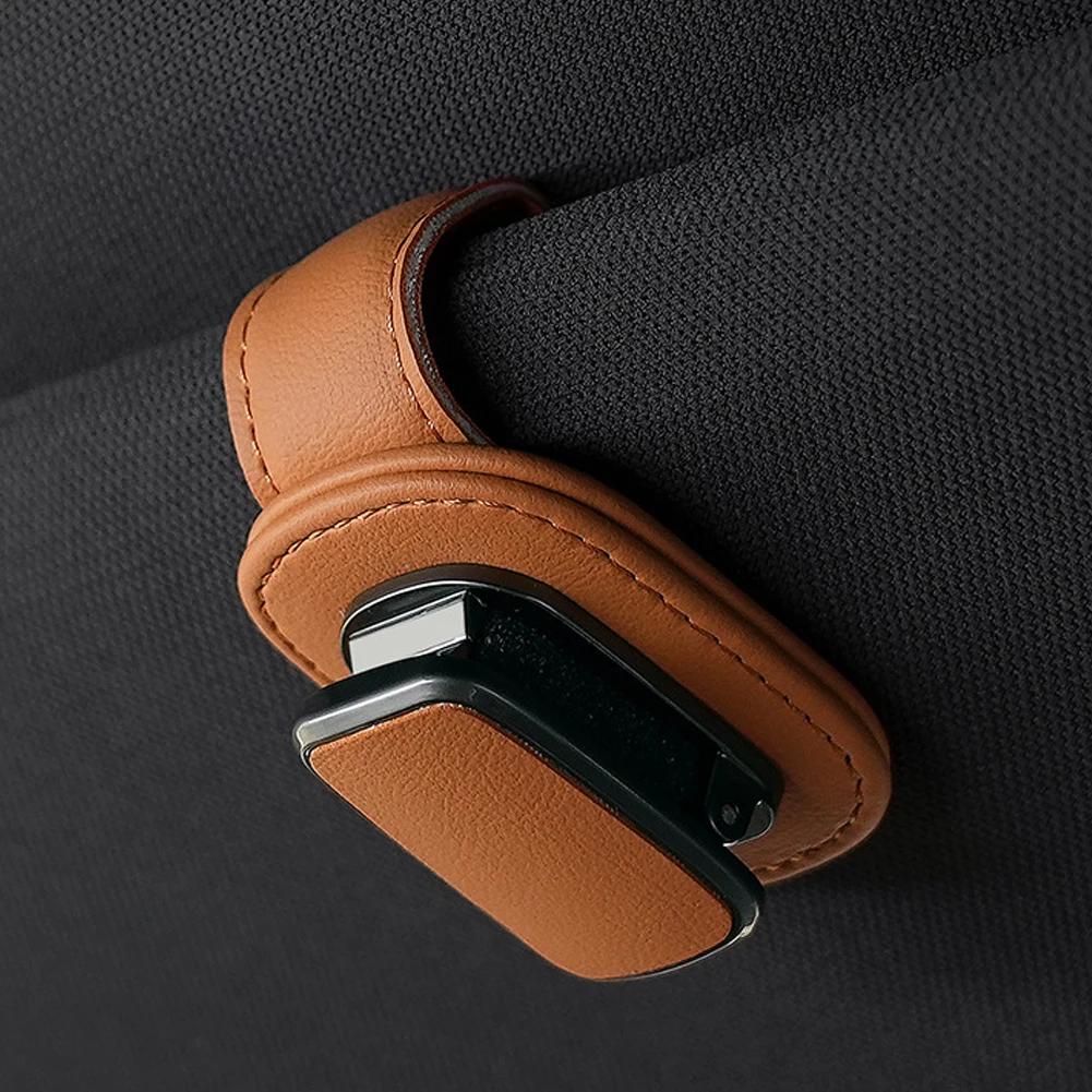 Universal Car Sun Visor Sunglasses Clip Card Ticket Holder Super Fiber Leather Eyeglass Storage Holder Auto Interior Accessories