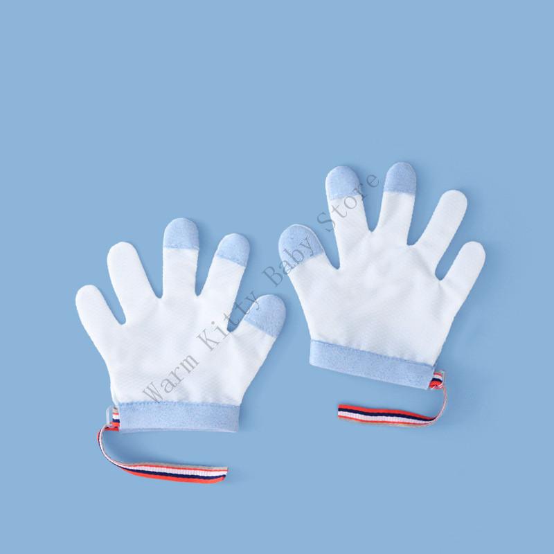 1 Pair Soft Breathable Cotton Baby Anti Biting Gloves Toddler Kids Nails Fingers Hands Thumb Sucking Stop Mittens