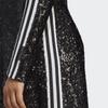 Adidas Originals Blue Version Series Sequin Trim Irregular Hem High Neck Long Sleeve Dress Women Dresses Black HR3413