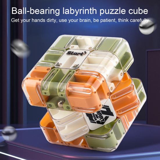 1/2Pcs 3D Puzzle Maze Cube Brain Teaser 3x3 Rolling Ball Maze