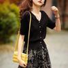 Women's Ice Silk Knit Hollow Out Cardigan & Skirt Set - Summer Short Sleeve Loose Fit