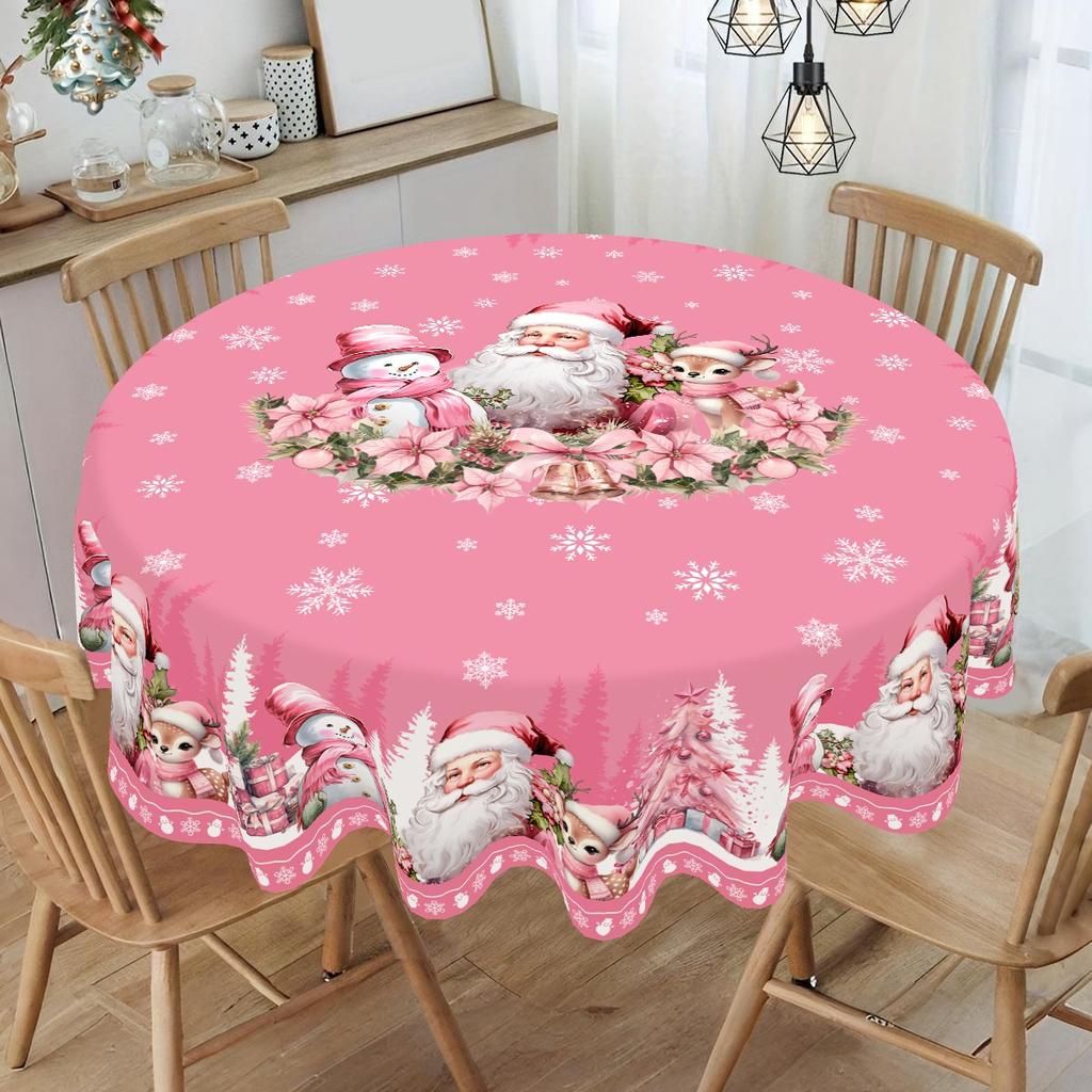Pinke Frohe Weihnachten Weihnachtsmann Tischdecke Winter Weihnachten Hochzeitsfeier Deko Esszimmer Tischdeko Navidad Dekorationen 2025