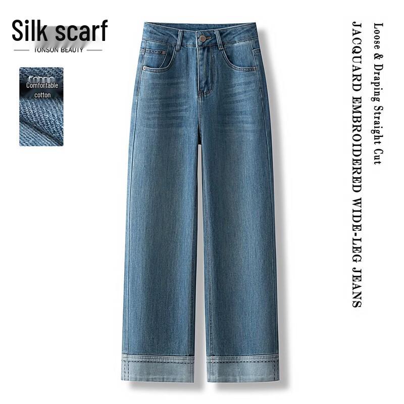 Sibaish Women s Lyocell Washed Wide-Leg Cropped Jeans 36