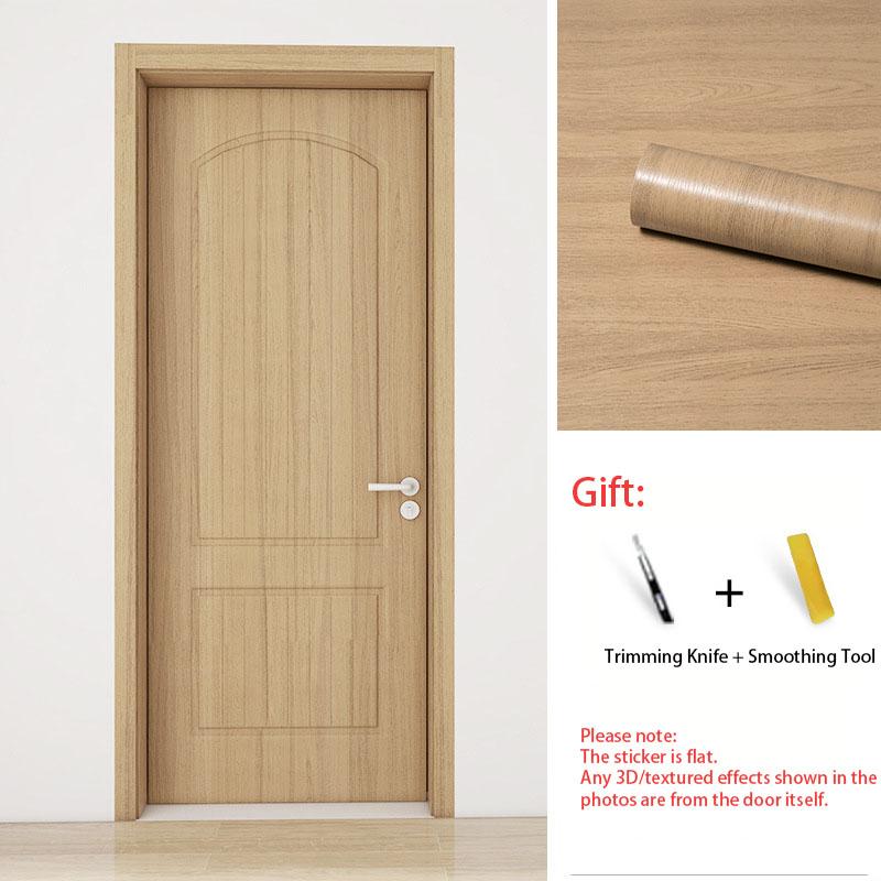 Self-Adhesive Wood Grain Door Sticker Peel & Stick Wooden Vinyl Wrap Furniture Renovation, Waterproof Wardrobe Cabinet Film Home Decor Wallpaper