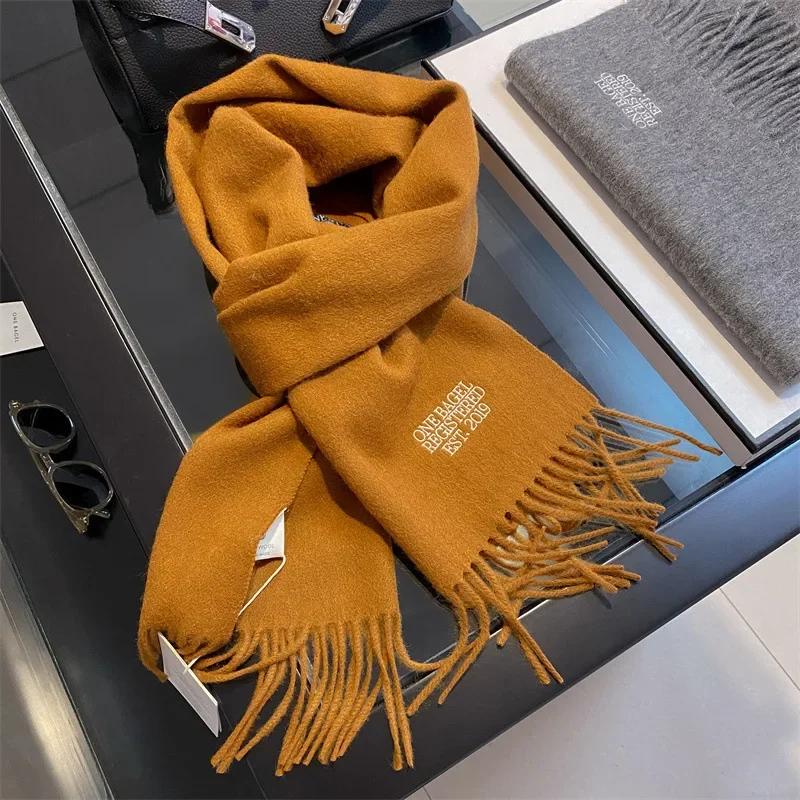High Quality Soft Warm Thick Scarf Women Men 100% Wool Double-sided Tassel Muffler Male Female Thermal Classic Shawl Ladies