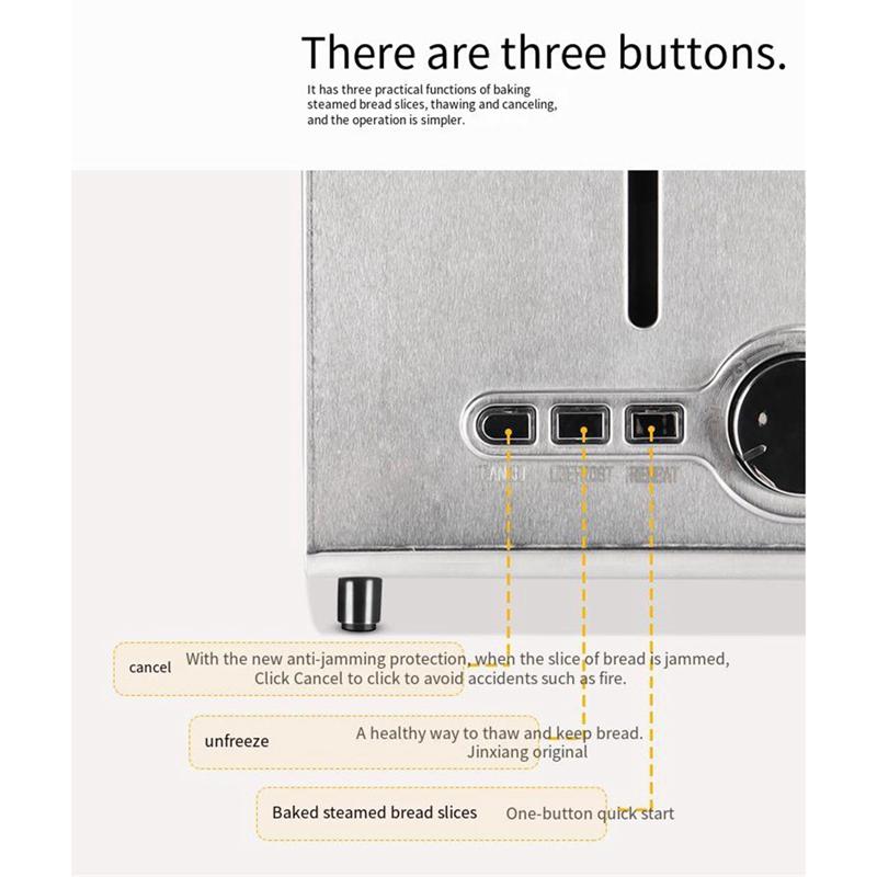 Prăjitor de pâine cu oprire automată - Fante extra-late și tavă de firimituri rabatabilă detașabilă cu buton de anulare, priză UE