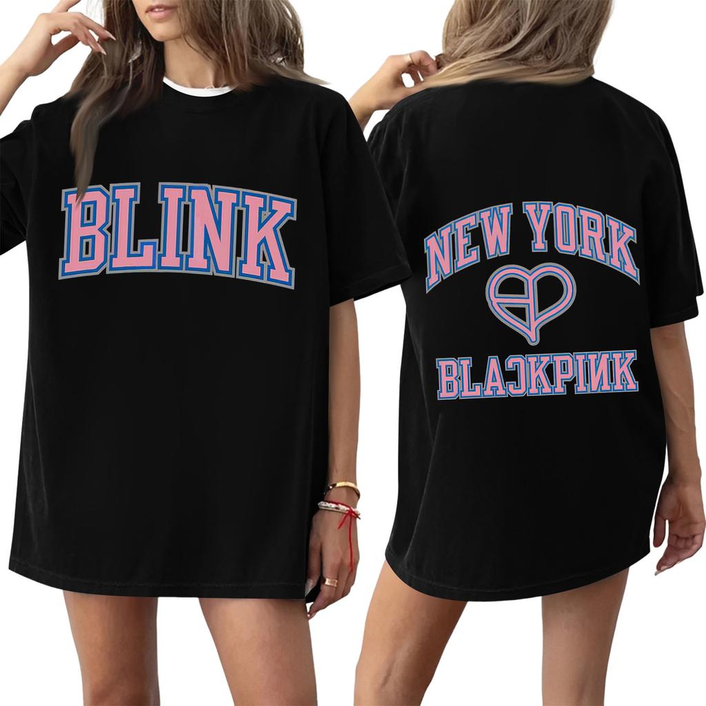 Damski T-shirt z krótkim rękawem i nadrukiem z okrągłym dekoltem