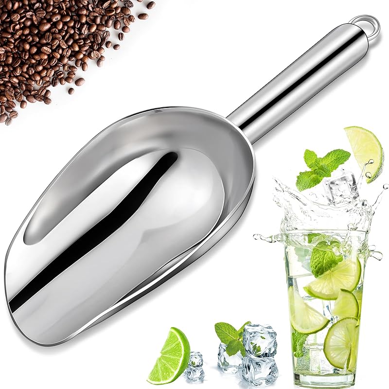 Premium Ice Scoop for Freezer - Multipurpose Metal Ice Scoop for Ice Machine - Stainless Steel Small Ice Scooper for Ice Bucket - Kitchen Gadgets 3oz