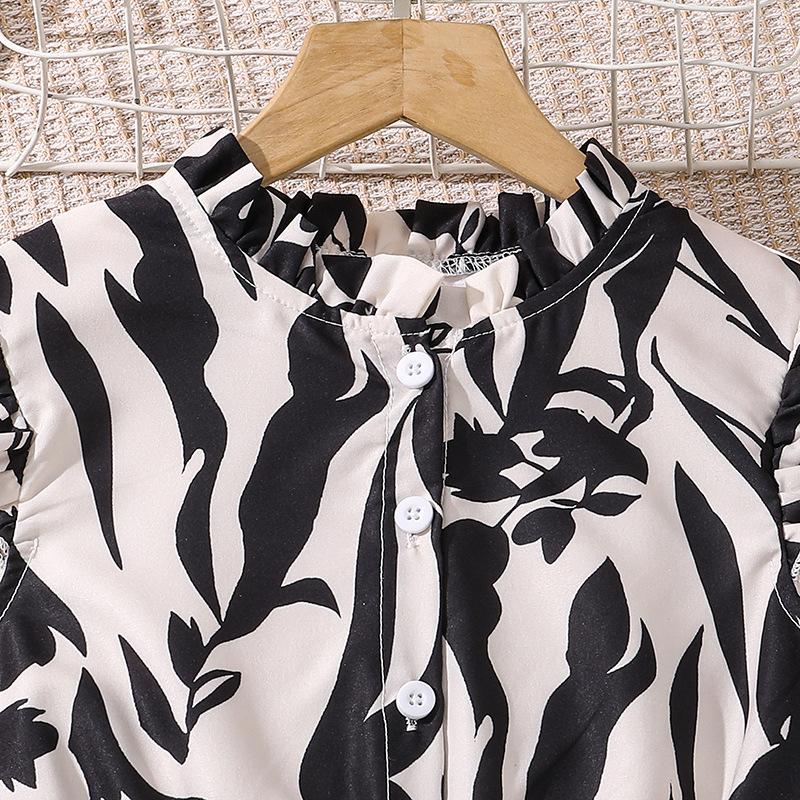 Girls Sweet Dress Summer Kids Fashion Fly-sleeve Printed Dress