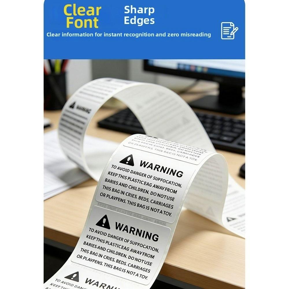 800Pcs Clear Printing Choking Warning Stickers Safety Warning Decals Plastic Packaging Bags