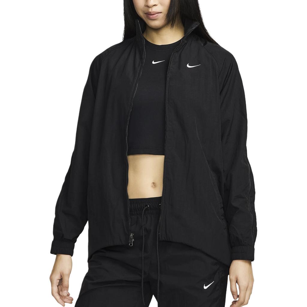 Nike Sportswear Solid Color Comfortable Waterproof Stand Collar Long Sleeve Jacket Women Jackets Black FV7536-010