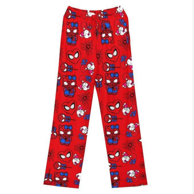 Women's Cartoon Cat Fleece Pajama Pants - Cozy Flannel for Autumn/Winter