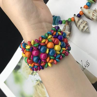 Bohemian Vintage Natürliche Holzperlen Armbänder Für Frauen Ethnisch Hohl Persönlichkeit Strandurlaub Elastizität Armbänder Schmuck