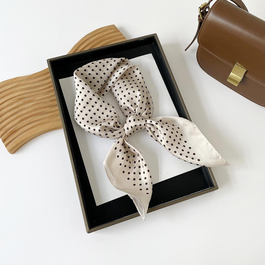 French Polka Dot Square Scarf, Head Scarf 70 Imitation Silk Scarf, Women'S Spring And Autumn Summer With Shirt Neck Protection