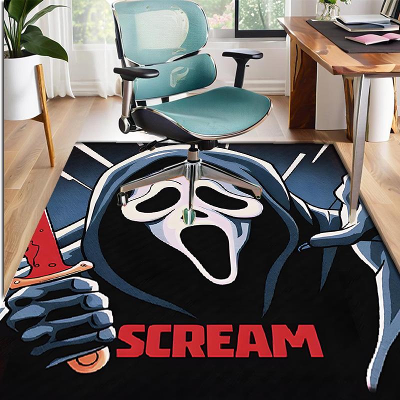 Ghostface Pattern Rug, Indoor/Outdoor Mat, for Picnic, Gameroom, Bedroom, Office, Living Room, Home Decor Carpet, Birthday Gift