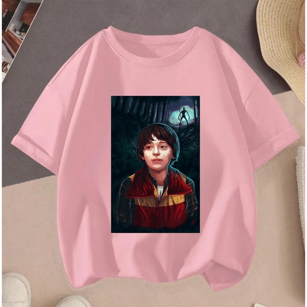 Hot Sale 2D Stranger Things Cartoon Print Casual Summer Short Sleeve T Shirt For Kids Teenagers Girls Boys