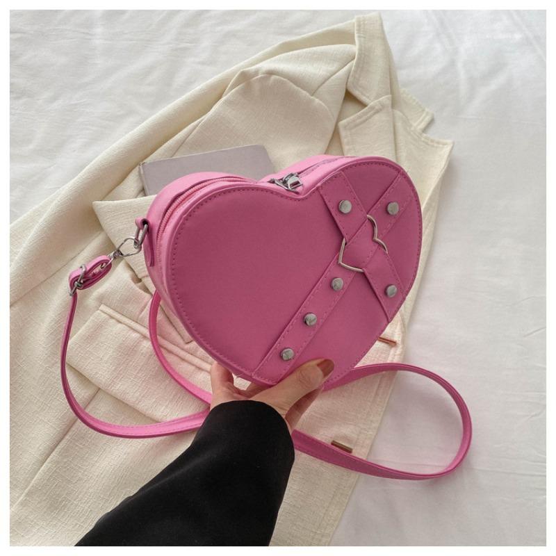 

Personalized rivet love popular fashion trend texture new trendy with foreign style crossbody shoulder women s bag рожевий