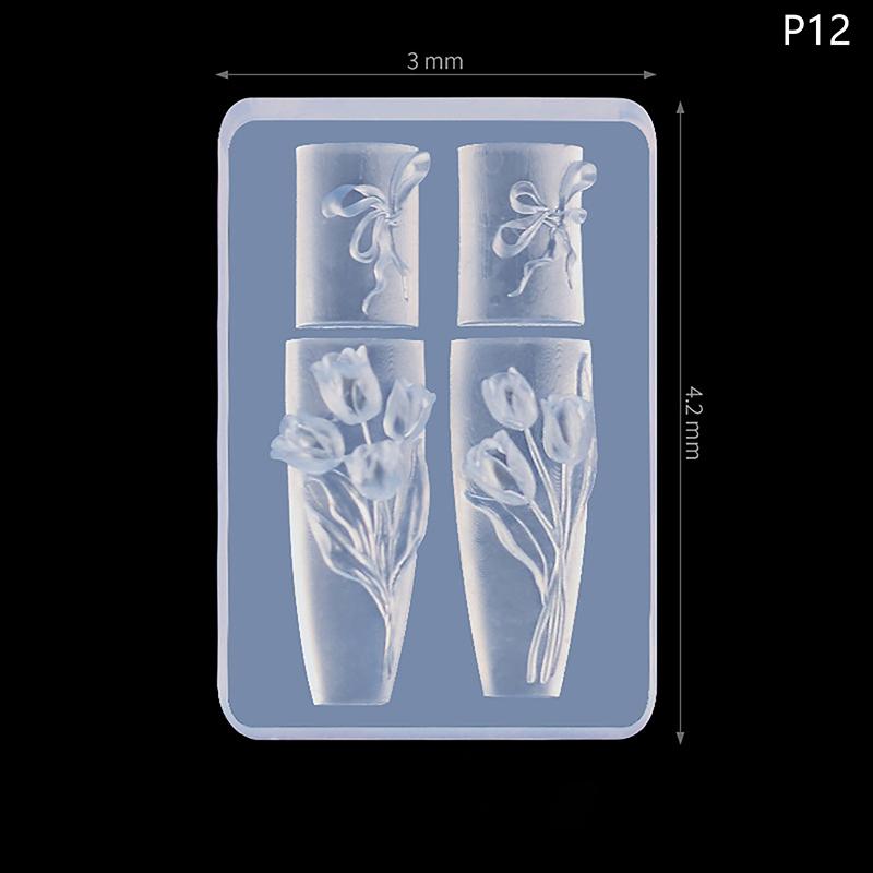 3D Mini Silicone Mold Butterfly Flower Nail Art Decorations Nails DIY Design Flower Shell Nail Mold Stamping Plate Manicure Mold