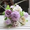 Pastel Artificial Mixed Flower Bouquet, Hydrangea Peony & Pom-Pom Chrysanthemum, Multi-Color Fake Flowers for Home Decor