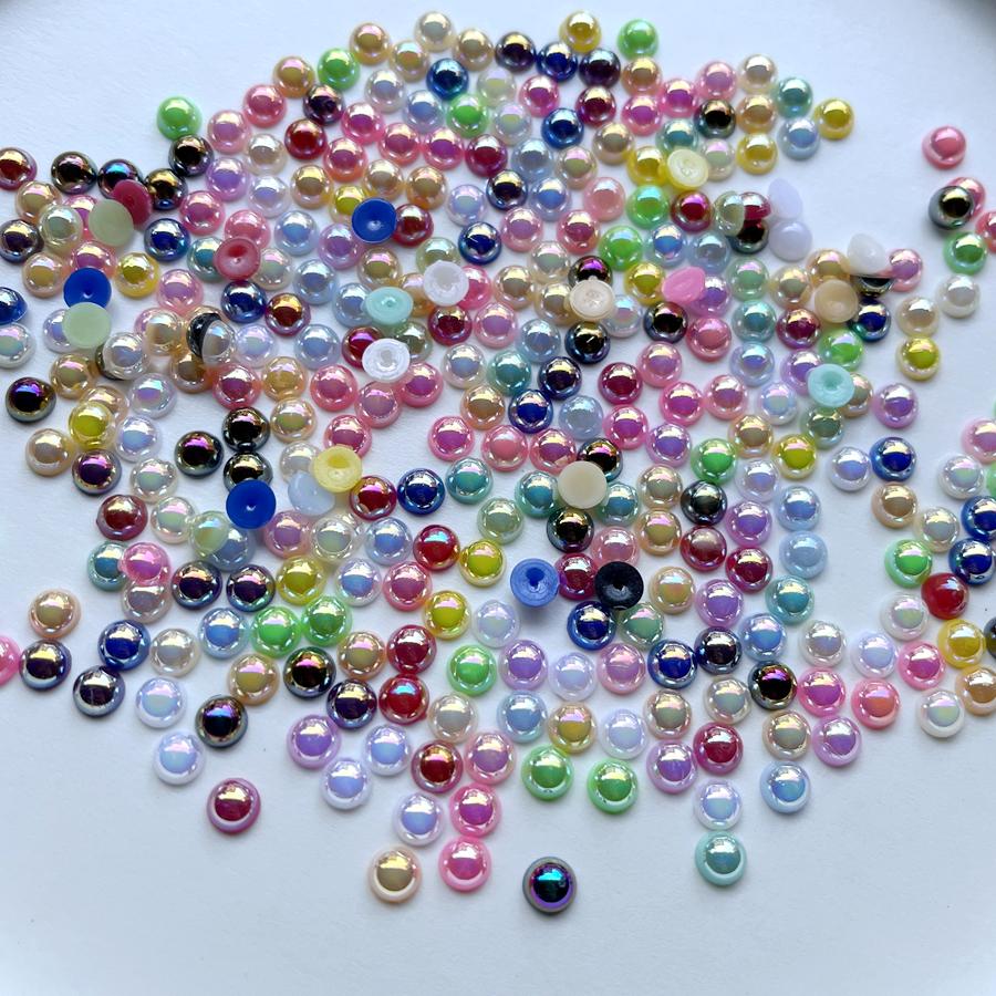 AB Color Abs 6mm Semi-round Beads Diy Jewelry Button Dress Decorative Beads Handmade Accessories 200 Pieces/batch