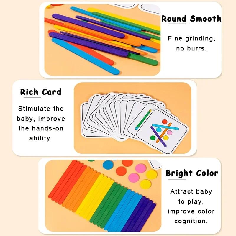 Montessori Rainbow Sticks Early Education Children's Puzzle Matching Counting Sticks Math Teaching AIDS Wooden Toys