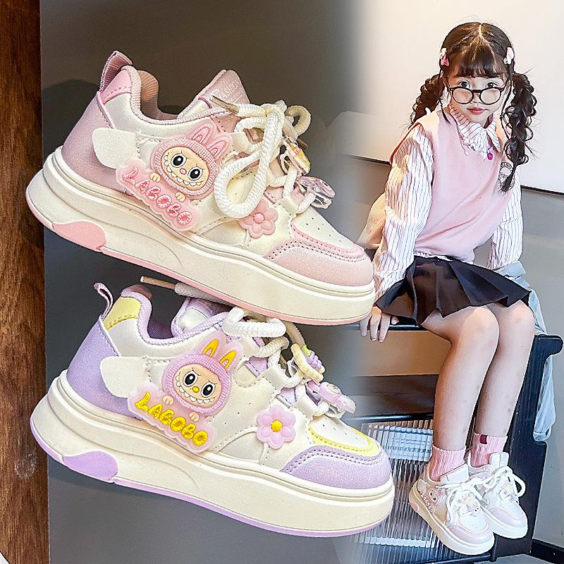 Girls Sports Shoes 2025 Spring and Autumn New Cartoon Cute Soft Sole Super Cute Girls Casual Shoes Children Board Shoes Thick Sole