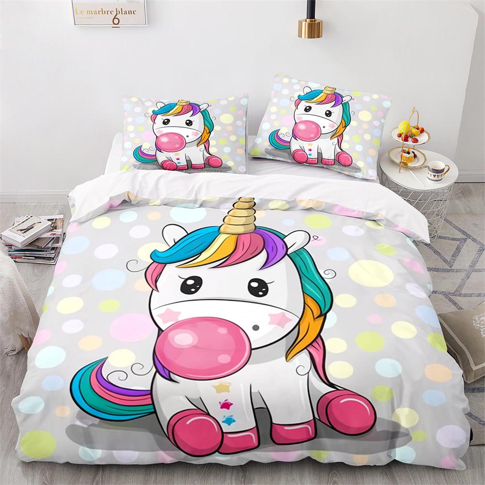 

Comforter Cute Couple Of Pony 3D Unicorn Pony Horse Polyester With Pillow Shams For Kids Adults Bedding Set Comforter (quilt)-EU Single(135*200cm)3pcs