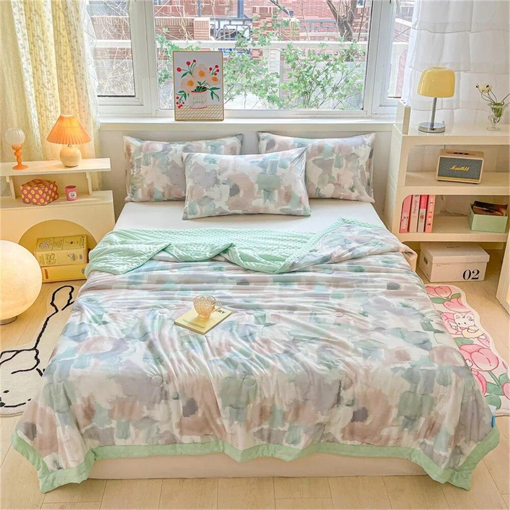 Cotton Summer Quilt Home Sofa Thin Air Conditioning Throw Blanket Soft Office Nap Blanket Bedroom Nap Home Decoration Bed Cover