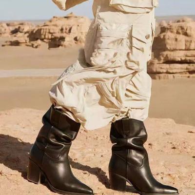 Female Western Boots Cowboy Boots Women Plested Women Ankle Pu Leather Shoes Autumn Boots Women Booties Lady Plus Size 41