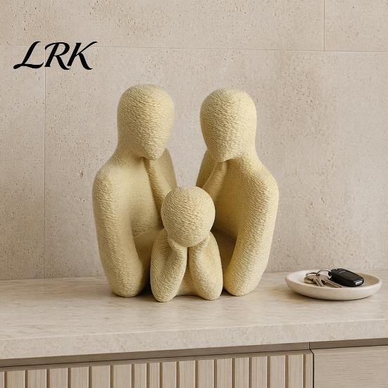 Parents And Kid Statue 3D Printed Family of 3 Figurines, Creative Ornaments for Home Decor, Meditation Figurines Compact Nordic Style Sculpture