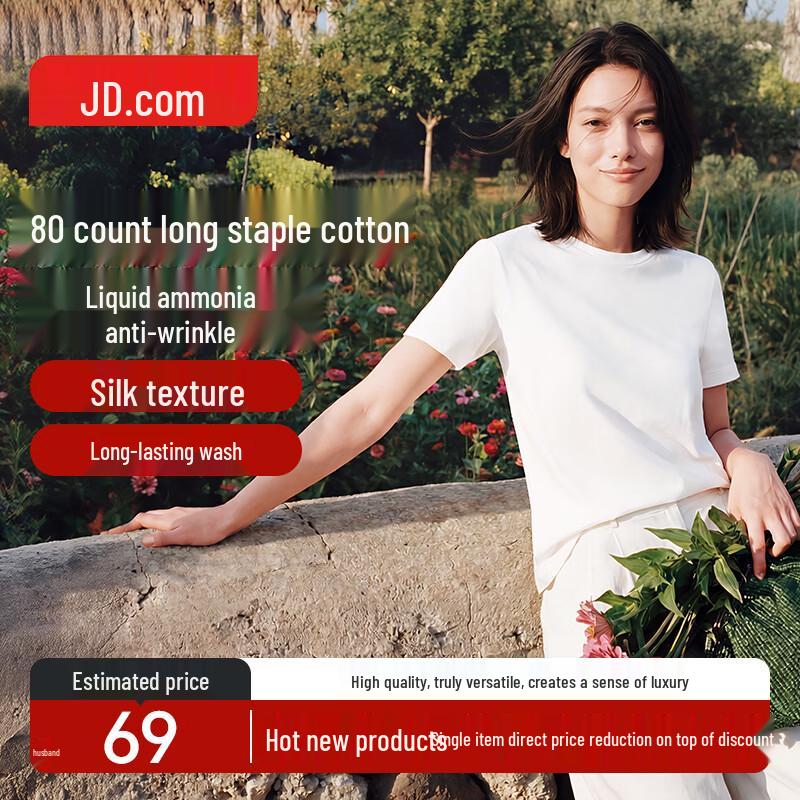 Jingdong Crafted Women s Cotton Blend Short Sleeve T-Shirt XL