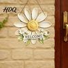 Spring Door Hanger Wooden Welcome Sign Rustic Hanging 2D Daisy Butterfly Print Holiday Gift Halloween Thanksgiving Easter Seasonal Sign for