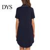 Lady Sleepwear Women Summer Nightdress Short Sleeve Shirt Type Lapel V Neck Single-breasted Loose Solid Color Homewear Sleep Dress Nightwear Suspender