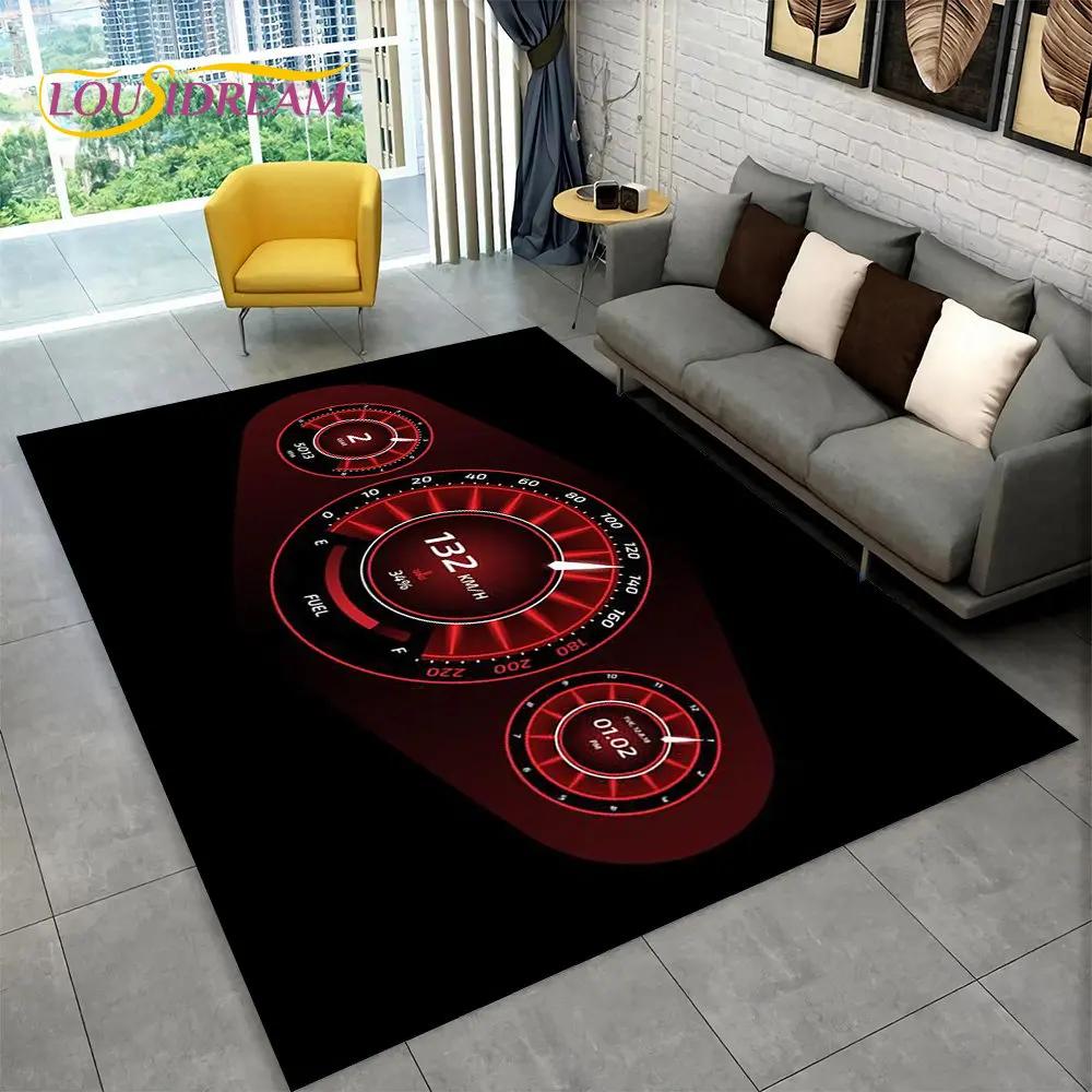 Alfombra grande para tablero de instrumentos de carreras de autos en 3D, alfombra para sala de estar, dormitorio, sofá, cocina, decoración, alfombra antideslizante para juegos de niños