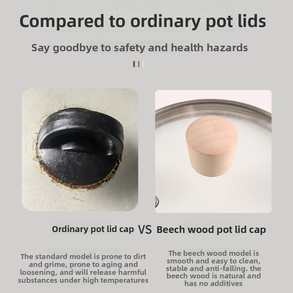 Wooden Pot Lid Handle Insulated Universal Kitchen Cookware Handgrip with Screw Washer Replacement Lib Cover Knob Cap