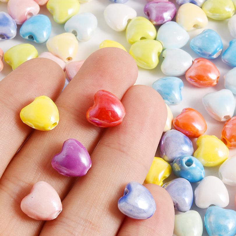 10/20/50pcs Colorful Ceramic Charm Loose Beads 3D Pumpkin Hearts Star Halo Dyeing Beading For DIY Necklace Bracelet Accessories