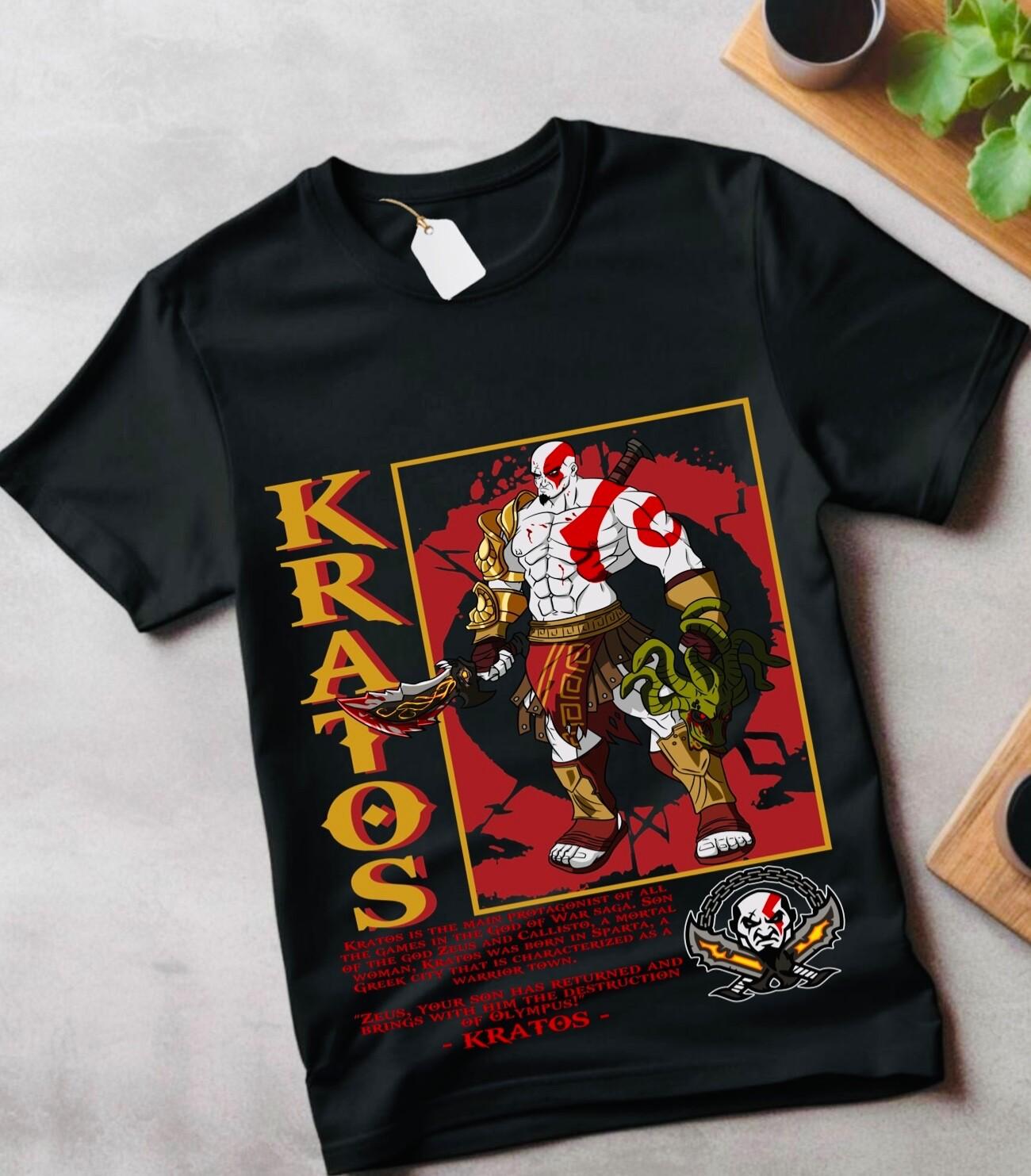 God of war shirt Kratos T-Shirt Mens Womens Tees Top Ghost of Sparta Unisex Shirt gift L