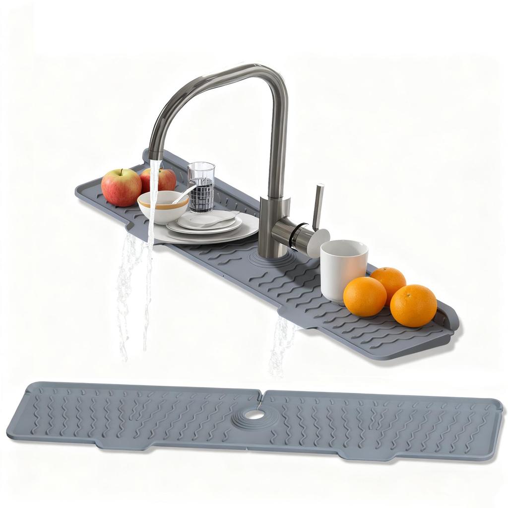 Tapete Protetor de Silicone para Torneira WaveGuard com Saídas Duplas de Drenagem