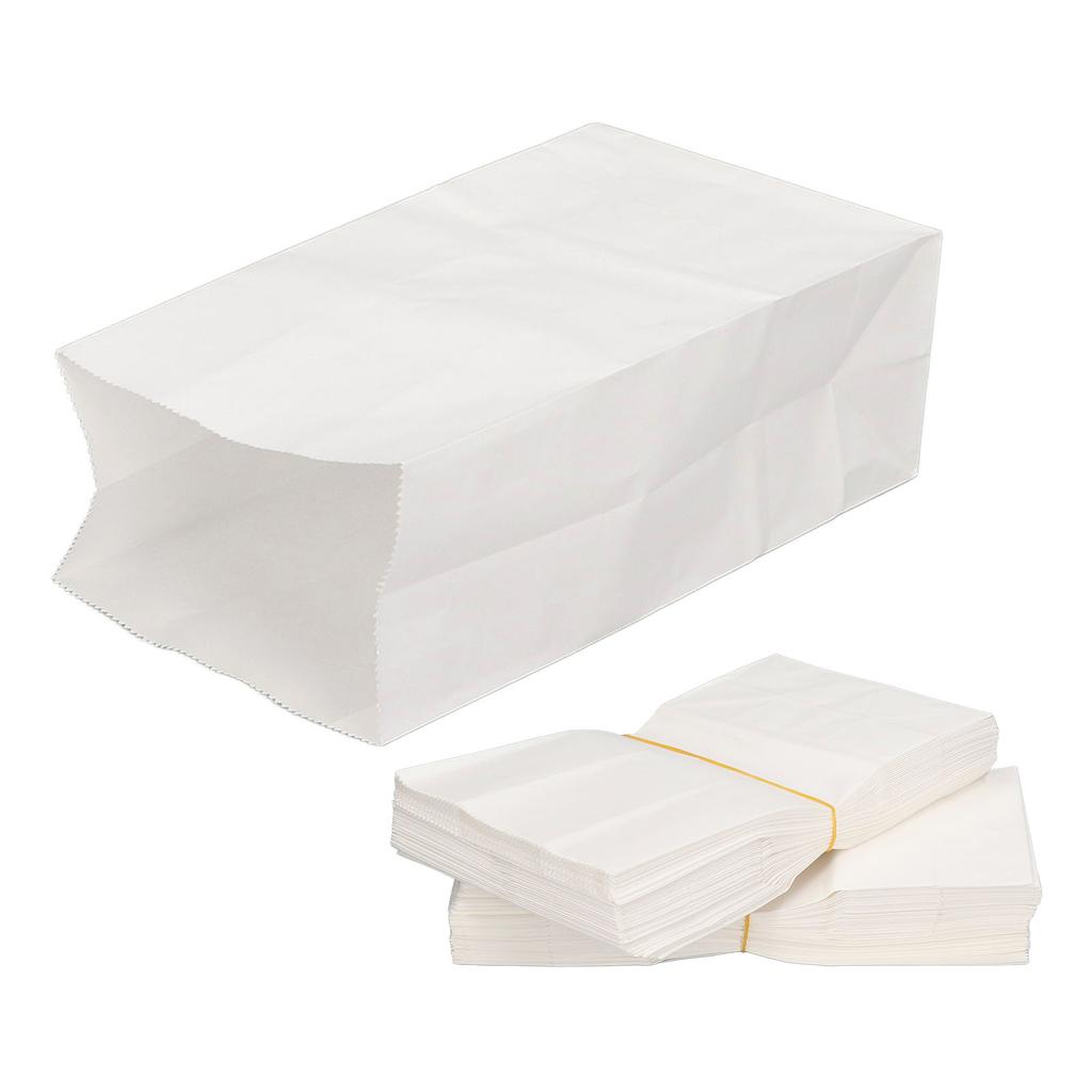 100Pcs Paper Bag Food Grade Kraft Oil Proof Large Capacity White Set Kit for Shopping 180x90x55mm 7.09x3.54x2.17in
