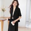 Women's Black Short-Sleeve Slim Fit Summer Blazer